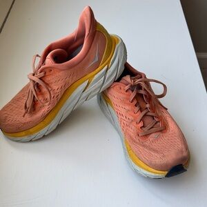 Hoka Women's Peach and Yellow Running Shoes